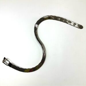 Silver metallic belt Medium reticulated fish scale bright silver belt